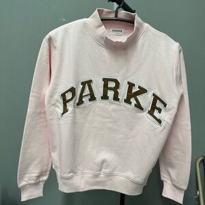Parke Women's Light Pink Mock Neck Sweatshirt with Arch Logo